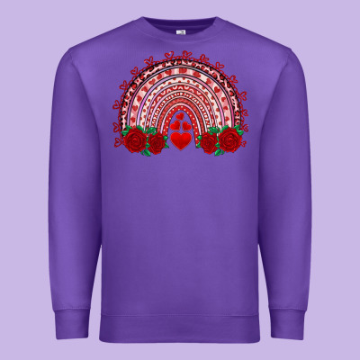 Valentine's Day Rainbow With Roses Premium Sweatshirt Designed By Adodesignshop