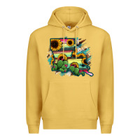 Antique Gold Louisiana Map Sunflower Cactus Serape Premium Hoodie - RanaPortraitStore