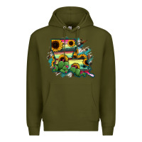 Army Green Louisiana Map Sunflower Cactus Serape Premium Hoodie - RanaPortraitStore