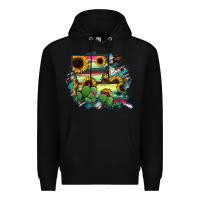 Black Louisiana Map Sunflower Cactus Serape Premium Hoodie - RanaPortraitStore