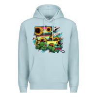 Blue Mist Louisiana Map Sunflower Cactus Serape Premium Hoodie - RanaPortraitStore