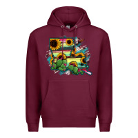 Burgundy Louisiana Map Sunflower Cactus Serape Premium Hoodie - RanaPortraitStore