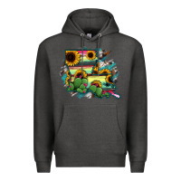 Charcoal Heather Louisiana Map Sunflower Cactus Serape Premium Hoodie - RanaPortraitStore