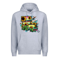 Heather Grey Louisiana Map Sunflower Cactus Serape Premium Hoodie - RanaPortraitStore