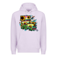 Lilac Louisiana Map Sunflower Cactus Serape Premium Hoodie - RanaPortraitStore