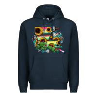 Navy Louisiana Map Sunflower Cactus Serape Premium Hoodie - RanaPortraitStore