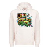 Pale Pink Louisiana Map Sunflower Cactus Serape Premium Hoodie - RanaPortraitStore