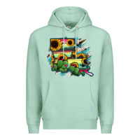 Seafoam Louisiana Map Sunflower Cactus Serape Premium Hoodie - RanaPortraitStore