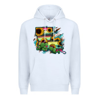 White Louisiana Map Sunflower Cactus Serape Premium Hoodie - RanaPortraitStore