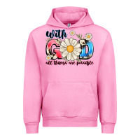 Fuchsia Pink With God All Things Are Possible Urban Hoodie - MaliasSmallBusiness