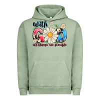 Pigment Oil Green With God All Things Are Possible Urban Hoodie - MaliasSmallBusiness