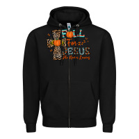 Black fall for jesus he never leaves Zipper Hoodie - CowhideDigitalArt