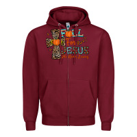 Burgundy fall for jesus he never leaves Zipper Hoodie - CowhideDigitalArt