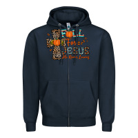 Navy fall for jesus he never leaves Zipper Hoodie - CowhideDigitalArt