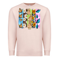 Pale Pink easter bunny butterfly daisy and sunflower with cowhide and  leopard b Premium Sweatshirt - Artiststas