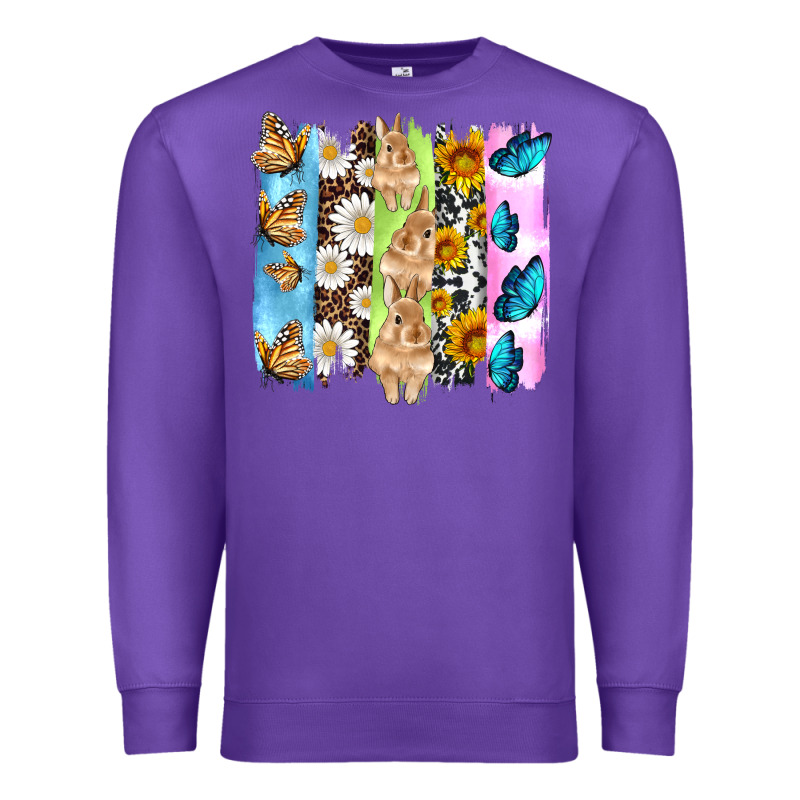 Easter Bunny Butterfly Daisy And Sunflower With Cowhide And  Leopard B Premium Sweatshirt by Artiststas | Teevron