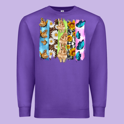 Easter Bunny Butterfly Daisy And Sunflower With Cowhide And  Leopard B Premium Sweatshirt Designed By Artiststas