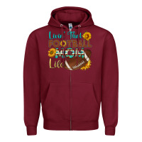 Burgundy livin' that football mom life Zipper Hoodie - HRA Design Shop