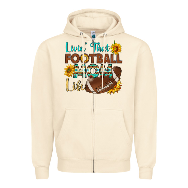 Livin' That Football Mom Life Zipper Hoodie by HRA Design Shop | Teevron