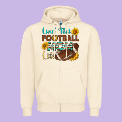 Livin' That Football Mom Life Zipper Hoodie Designed By Hra Design Shop