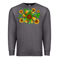 Charcoal Heather st patricks sunflowers with shamrock and glitters with leopard Premium Sweatshirt - Artiststas
