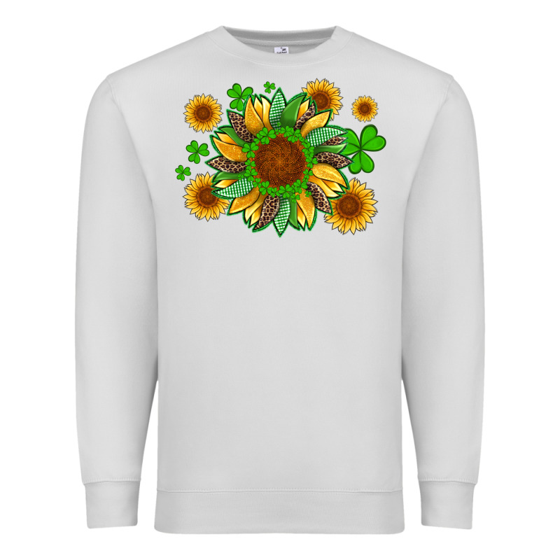 St Patricks Sunflowers With Shamrock And Glitters With Leopard Premium Sweatshirt by Artiststas | Teevron