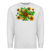 Oatmeal Heather st patricks sunflowers with shamrock and glitters with leopard Premium Sweatshirt - Artiststas