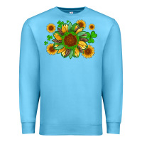 Ocean Blue st patricks sunflowers with shamrock and glitters with leopard Premium Sweatshirt - Artiststas