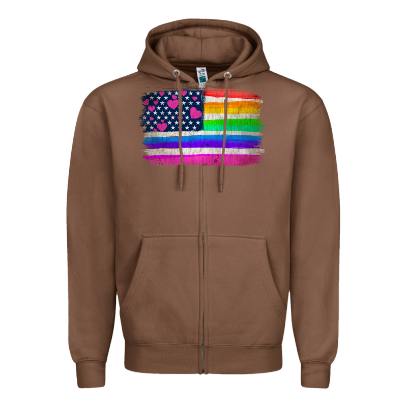 American Flag And Lgbt Flag  Background Zipper Hoodie by HRA Design Shop | Teevron
