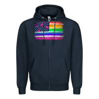 Navy american flag and lgbt flag  background Zipper Hoodie - HRA Design Shop