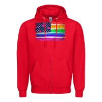 Red american flag and lgbt flag  background Zipper Hoodie - HRA Design Shop