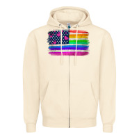 Sandshell american flag and lgbt flag  background Zipper Hoodie - HRA Design Shop