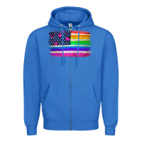 True Royal american flag and lgbt flag  background Zipper Hoodie - HRA Design Shop