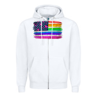 White american flag and lgbt flag  background Zipper Hoodie - HRA Design Shop
