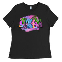 Black aloha stitch Ladies Tee - AdoDesignShop