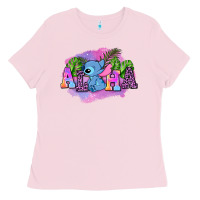 Bubblegum Pink aloha stitch Ladies Tee - AdoDesignShop