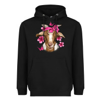 Black pink floral bandana goat Heavyweight Hoodie - Jasminsmagicworld