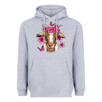 Heather Grey pink floral bandana goat Heavyweight Hoodie - Jasminsmagicworld