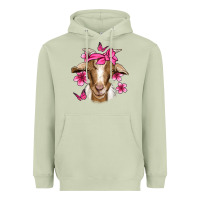 Matcha pink floral bandana goat Heavyweight Hoodie - Jasminsmagicworld