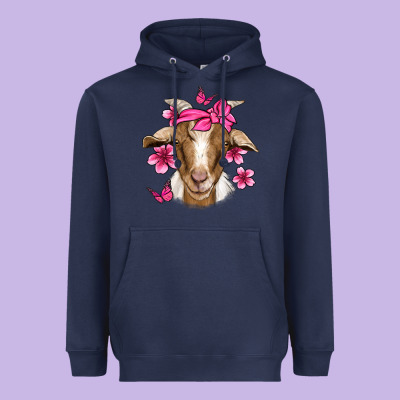 Pink Floral Bandana Goat Heavyweight Hoodie Designed By Jasminsmagicworld