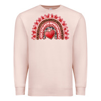 Pale Pink valentine's day rainbow with heart Premium Sweatshirt - AdoDesignShop