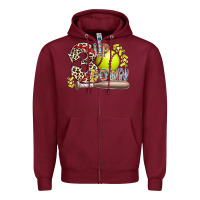 Burgundy three up down softball Zipper Hoodie - RacoonDesign