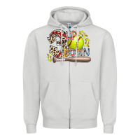 Dove Grey three up down softball Zipper Hoodie - RacoonDesign