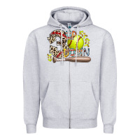Heather Grey three up down softball Zipper Hoodie - RacoonDesign