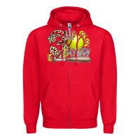 Red three up down softball Zipper Hoodie - RacoonDesign