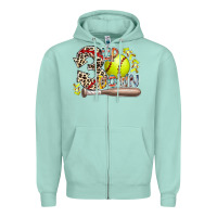 Seafoam three up down softball Zipper Hoodie - RacoonDesign