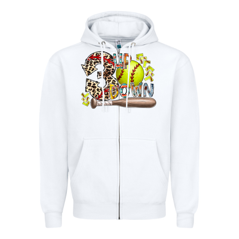 Three Up Down Softball Zipper Hoodie by RacoonDesign | Teevron