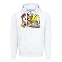 White three up down softball Zipper Hoodie - RacoonDesign