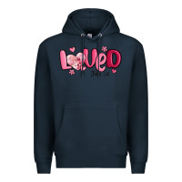 Navy valentine's day loved john 3 16 Premium Hoodie - MaliasSmallBusiness
