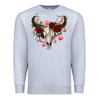 Heather Grey valentine's bull skull Premium Sweatshirt - AdoDesignShop